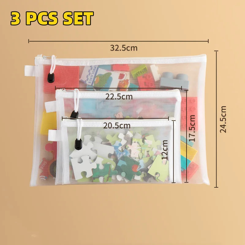 A4A5A6 Exam Paper Bag Pen Bag Mesh Zipper Student Office Simple Large Capacity Paper Bag Document Bag Folder Transparent