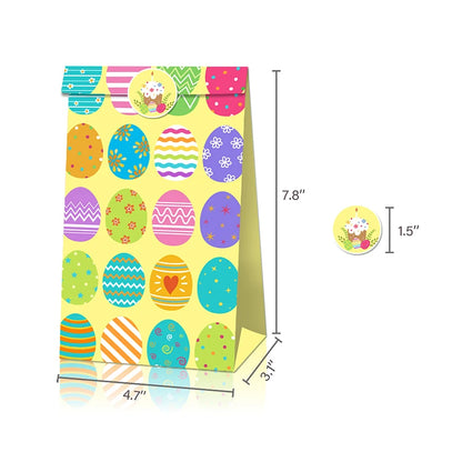 12pcs Happy Easter Party Gift Bags cartoon Egg Bunny Printed Paper candy Bag Easter Party Decoration Kids Gift Packaging Bag