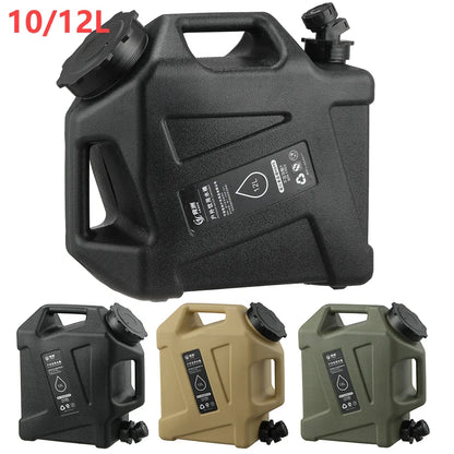 10/12L Outdoor Water Bucket Large-Capacity Portable Camping Water Bag Container with Faucet Driving Water Tank for Picnic Hiking