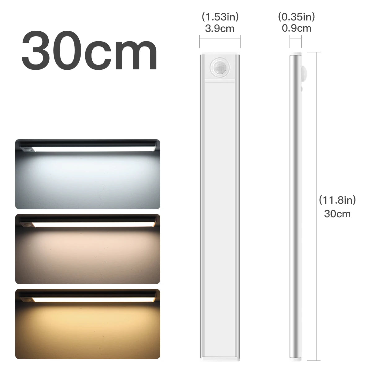 3 Colors Changeable Kitchen Under Cabinet Light Bar Rechargeable USB LED Night Lamp with Human Body Moment PIR Motion Sensor 5V