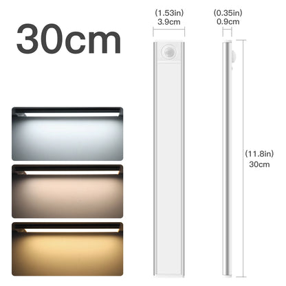 3 Colors Changeable Kitchen Under Cabinet Light Bar Rechargeable USB LED Night Lamp with Human Body Moment PIR Motion Sensor 5V