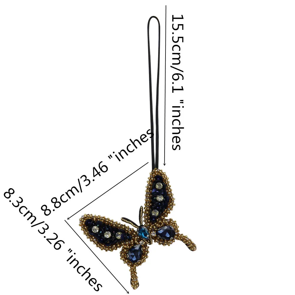 3D Handmade Rhinestone Beaded Coconut tree, butterfly hanging rope Patches Crystal Bag lanyard Patch beading Applique Patch