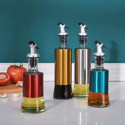 Stainless Steel Oil Bottle No-drip Bottles Soy Cruet Sauce Vinegar Condiment Dispenser Sturdy Seasoning Jars Kitchen Accessories