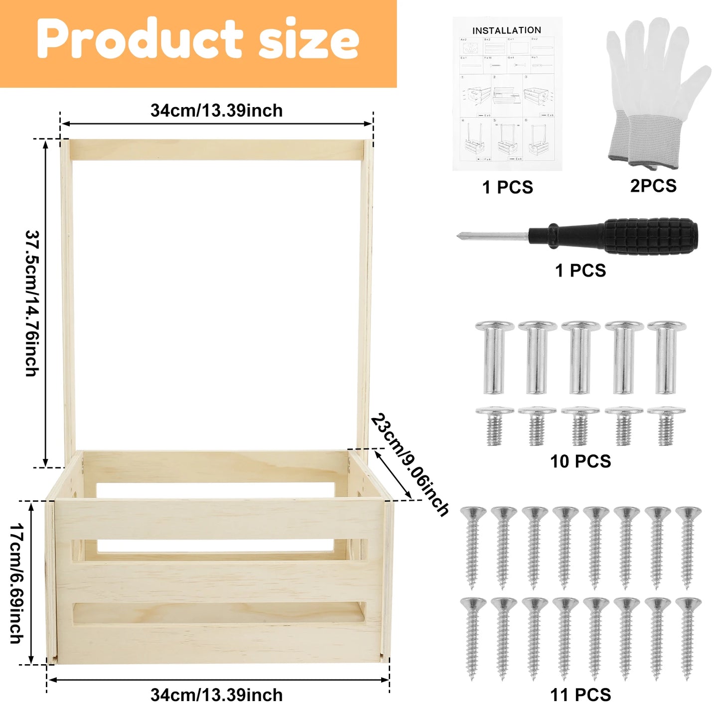 Wood Storage Crate Baby Toys Clothing Organizer Box Children Portable Basket Long Handle Sturdy