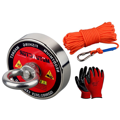 500LB/700/1100LB Salvage Magnet World Large Neodymium N52 Magnets Magnet Strong Fishing Magnet with 15M Rope Gloves Bag