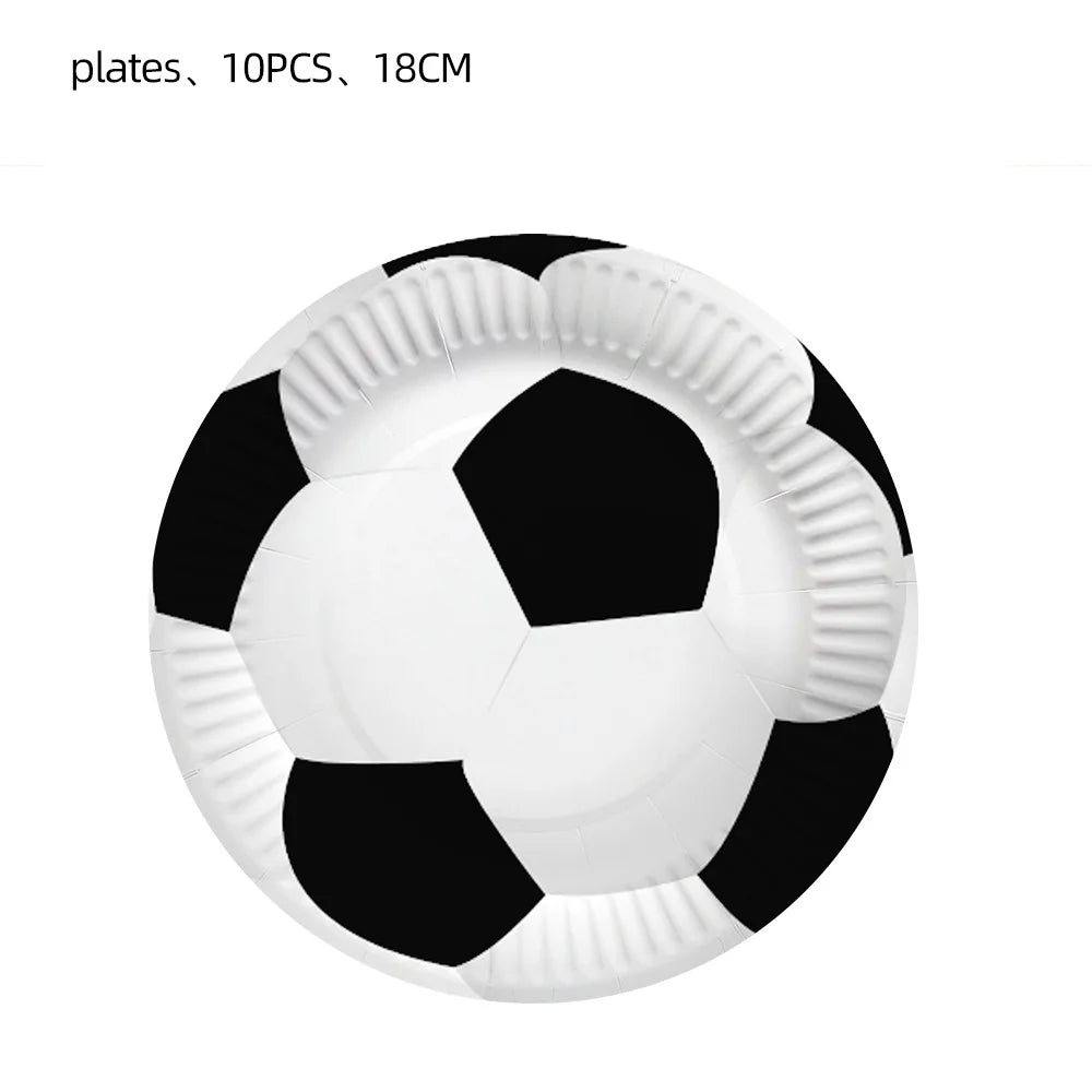 White Football Birthday Party Decorations Soccer Disposable supplies Tablecloth bag balloons children favors Kids Boys Baby game