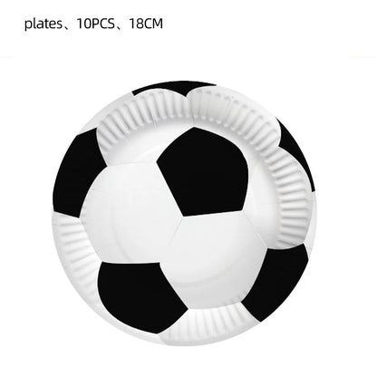 White Football Birthday Party Decorations Soccer Disposable supplies Tablecloth bag balloons children favors Kids Boys Baby game