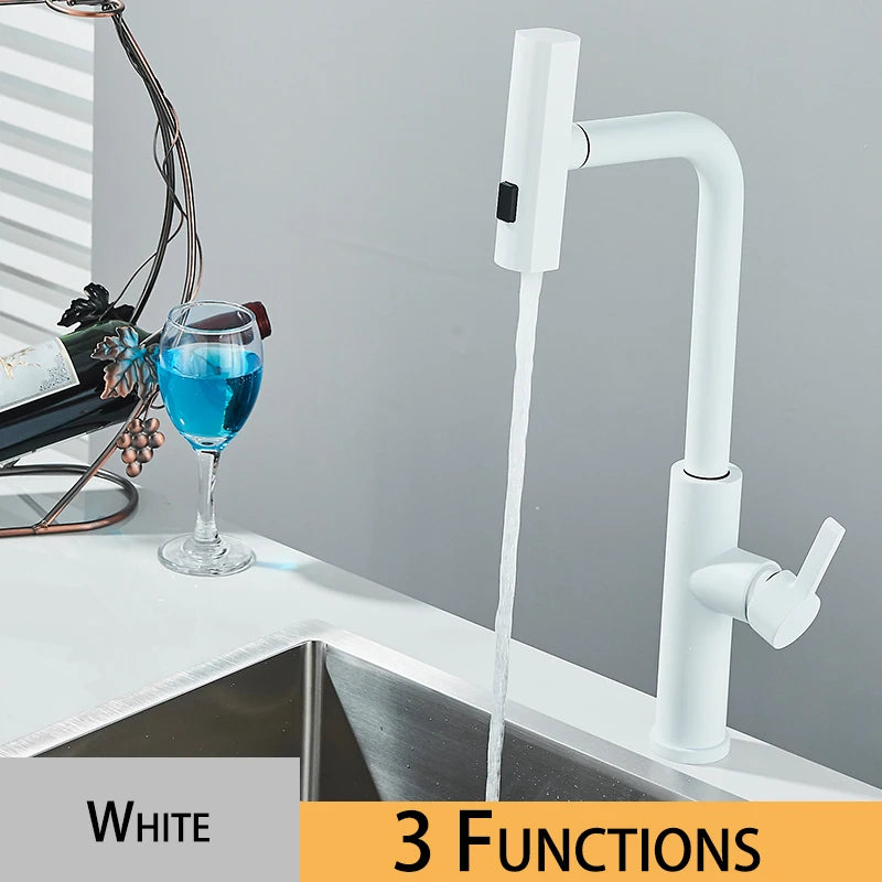 Wanmivezlo Kitchen Faucet Big Waterfall Spout Pull Out Sprinkler Single Handle Deck Mount Cold Hot Faucet