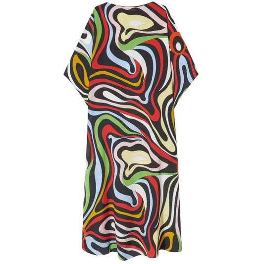 Y2K Style Cover-ups for Swimwear Women 2024 Summer New Print Loose Long Robe Sun Protection Beachwear Bathing Suit One Size