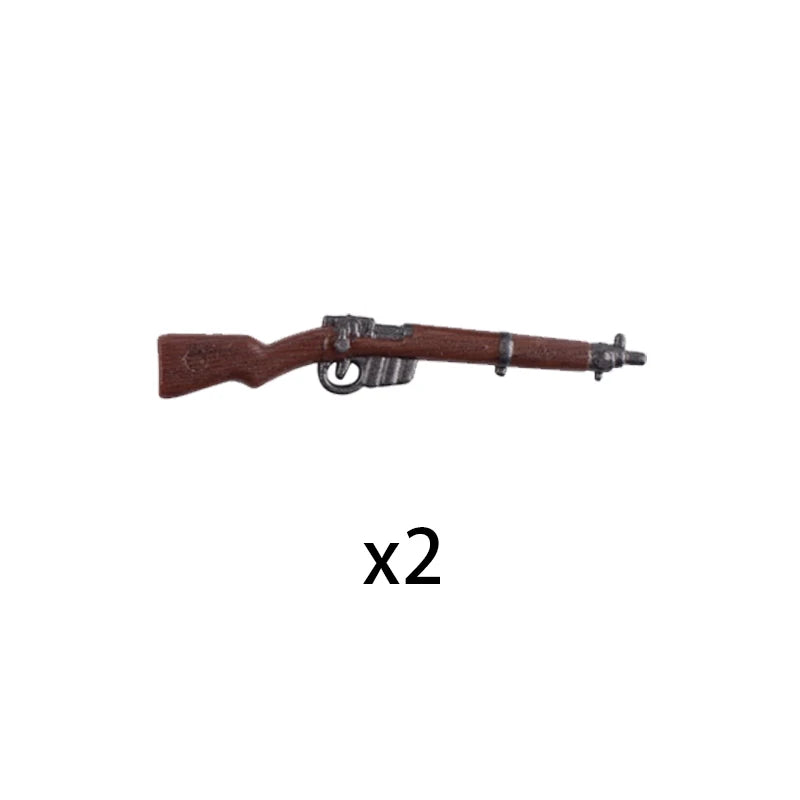 WW2 Military Accessories Wood Grain Guns Building Blocks Germany Soviet British Soldier Weapon Parts Rifle 98k Mini Bricks Toys