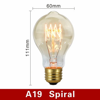 40W Retro Edison Bulb E27 220V Light Bulb A60 ST58 ST64 T10 T45 T185 G80 G95 Filament Vintage Ampoule Incandescent Spiral Lamp