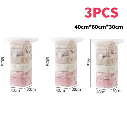 1-5pcs Thick Vacuum Compression Bag No Need Pump Cubic Large Plastic Vacuum Bags Quilt Clothes Storage Bags Travel Packing Bag