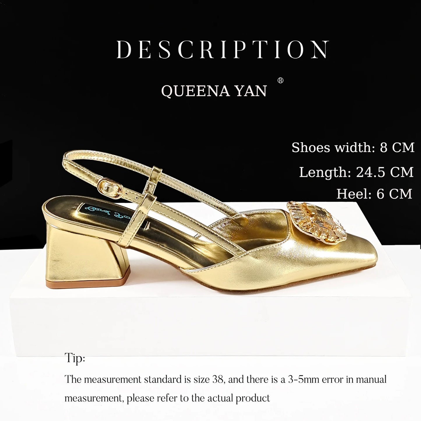 Queena Yan Italian Rhinestone-Studded Pointed-Toe High Heel Shoes or with Matching Bag Set – Stylish & Comfortable Women's shoe