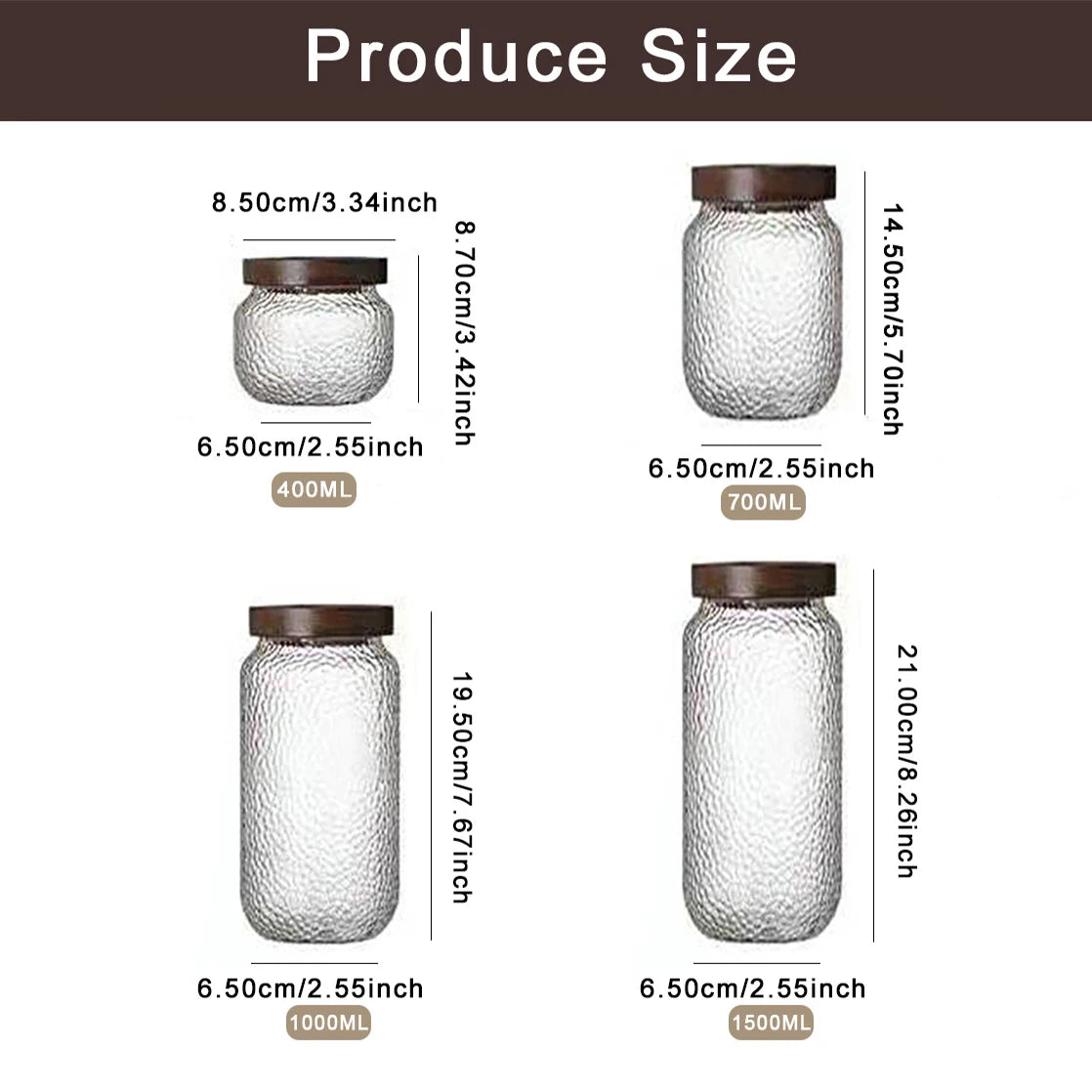Wood Lid Glass Airtight Canister Kitchen Storage Bottles Jars Food Container Grains Tea Coffee Beans Grains Candy Jar Containers