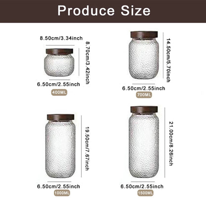 Wood Lid Glass Airtight Canister Kitchen Storage Bottles Jars Food Container Grains Tea Coffee Beans Grains Candy Jar Containers