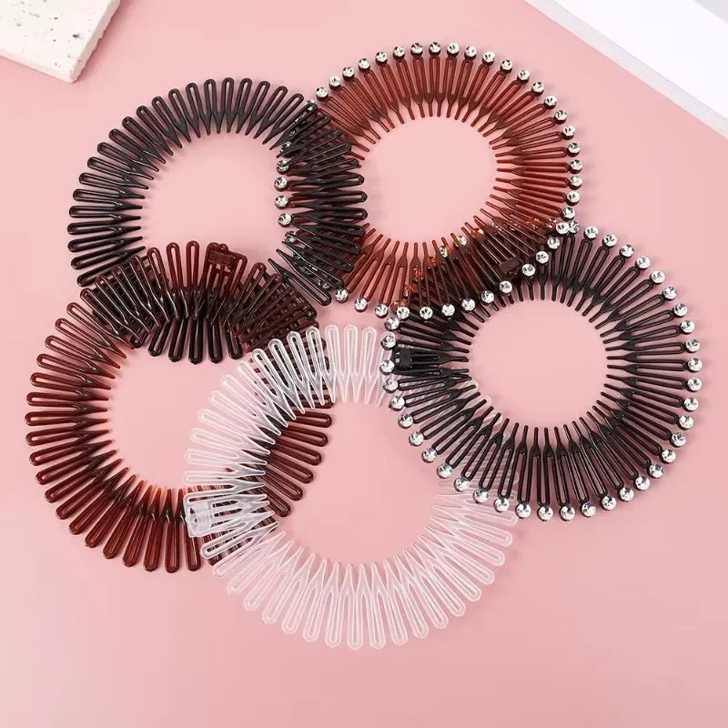 Women Plastic Full Circle Stretch Diamond Flexible Comb Teeth Headband Hair Band Clip Face Wash Fixed Hair Accessories Non-Slip