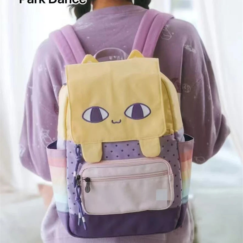 Yellow Kitten Lightweight Schoolbag Cartoon Backpack Cute Portable Stain-Resistant Bag Women's Ins Fashion Trendy Backpack