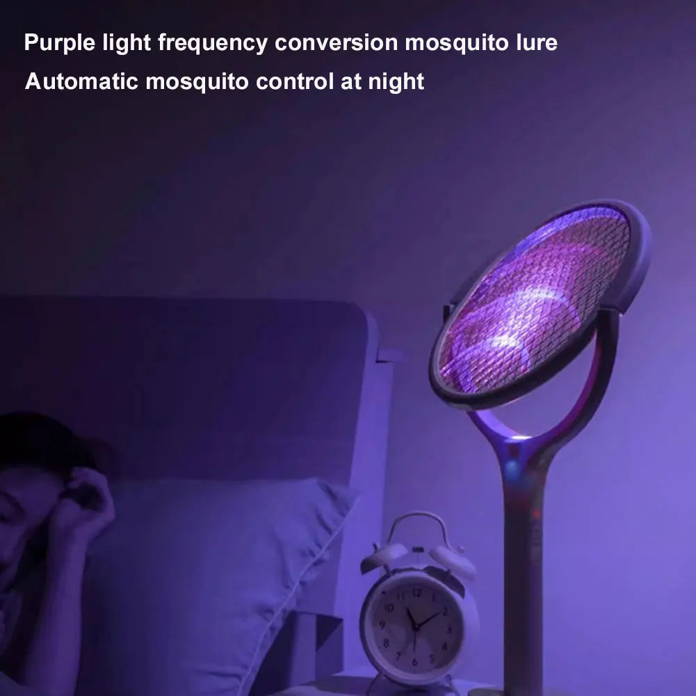 Rotating Head Mosquito Swatter 2-In-1 Mosquito Killer Lamp Multi Functional Mosquito Swatter Bat Swatter Rechargeable for Home