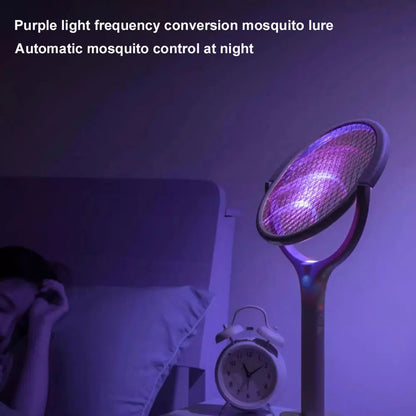 Rotating Head Mosquito Swatter 2-In-1 Mosquito Killer Lamp Multi Functional Mosquito Swatter Bat Swatter Rechargeable for Home