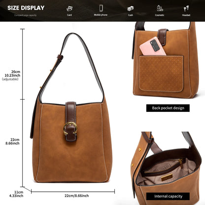 Retro Style Fashion Classic Women's Handbag Pure Colour Simple Buckle Design Exquisite Versatile Women's Shoulder Bag