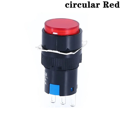 1NO1NC/2NO2NC 6.3V 12V 24V 220V Momentary Illuminuted Maintain Push Button Switches 16MM Latching Push Button Lamp LED