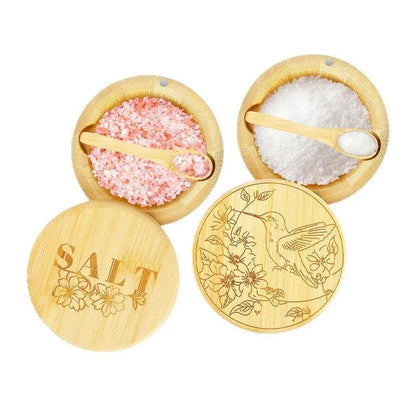 Seasoning Jar Storage Containers Seasoning Bamboo Salt Bowl Kitchen Accessories for Home Spice Can Pill Case Container Box
