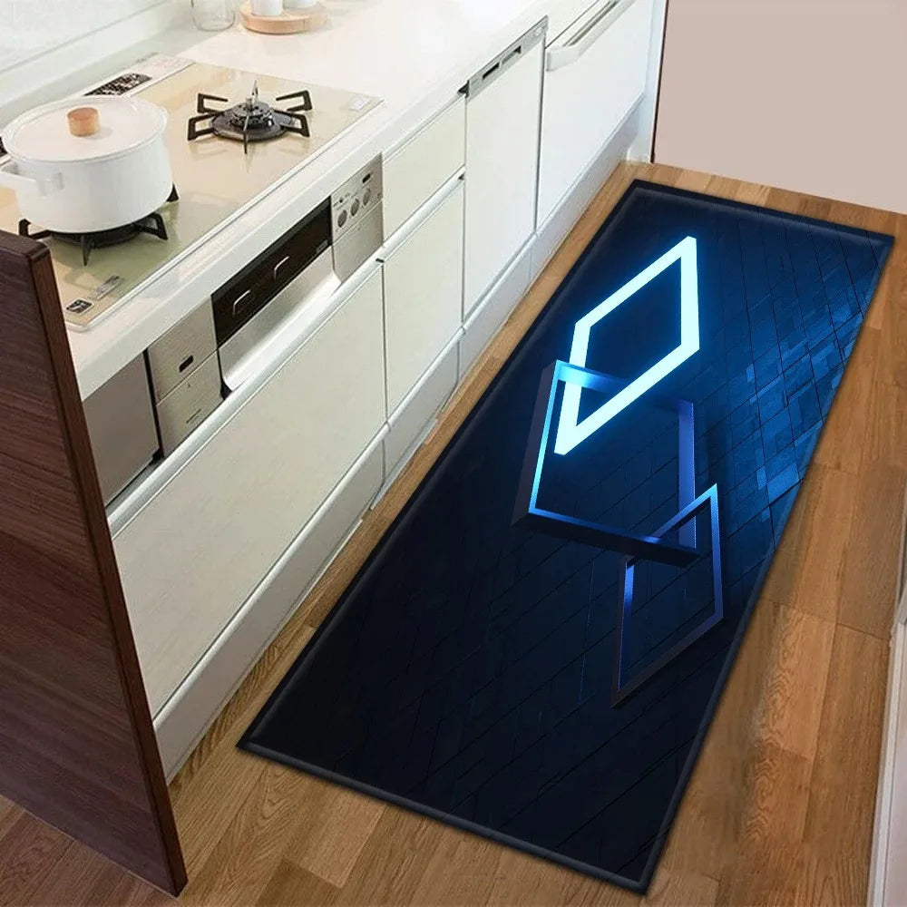 Sci-fi Geometric Square Pattern Home Kitchen Floor Mat Door Front Decoration Floor Mat