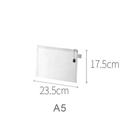 A4A5A6 Exam Paper Bag Pen Bag Mesh Zipper Student Office Simple Large Capacity Paper Bag Document Bag Folder Transparent