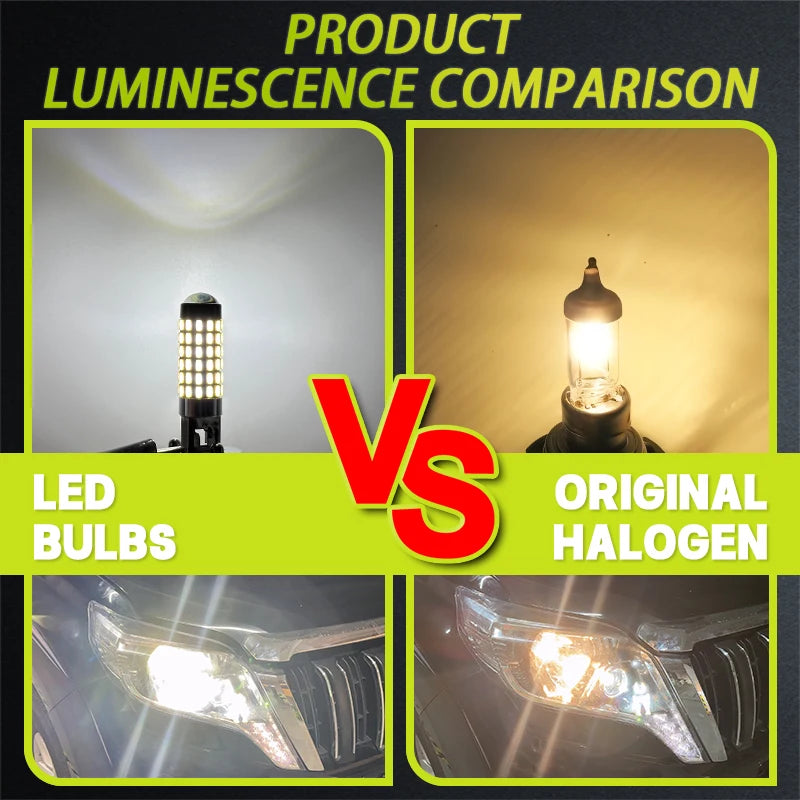 Jiachi 2PCS H1 H3 Replacement Bulb H7 H10 880 881 5202 Led Auto Fog Lamp 3014 78 Chip Daytime Running Light 6000K White 12-24V