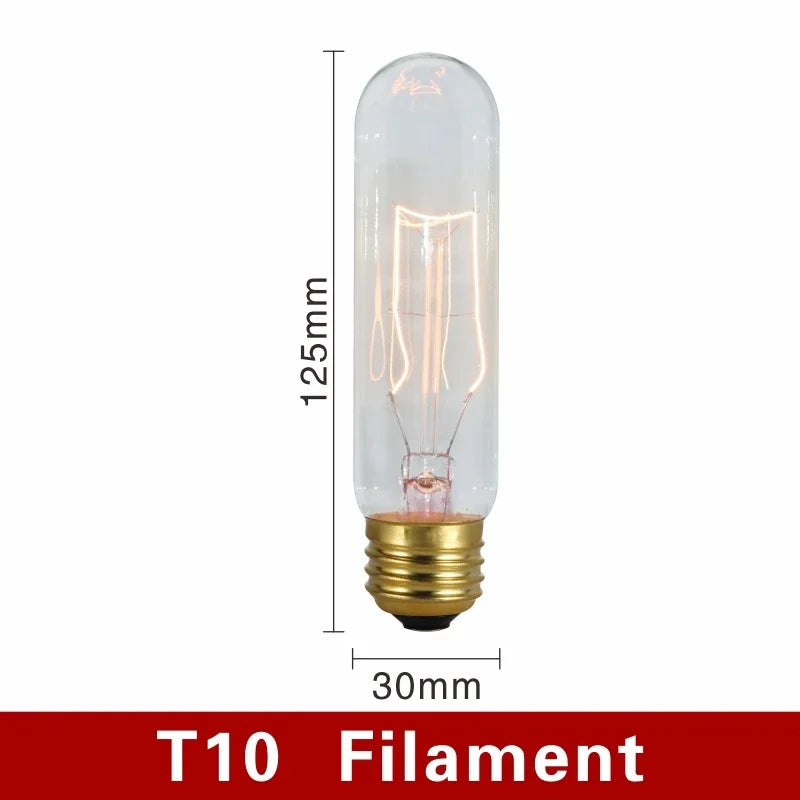 40W Retro Edison Bulb E27 220V Light Bulb A60 ST58 ST64 T10 T45 T185 G80 G95 Filament Vintage Ampoule Incandescent Spiral Lamp