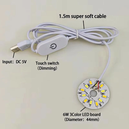 1.5M Line Length DC 5V USB LED Lights 3 Colors 3W 10W Desk Book Lamp With Touch Switch Dimmable Bedroom Reading USB Night Light