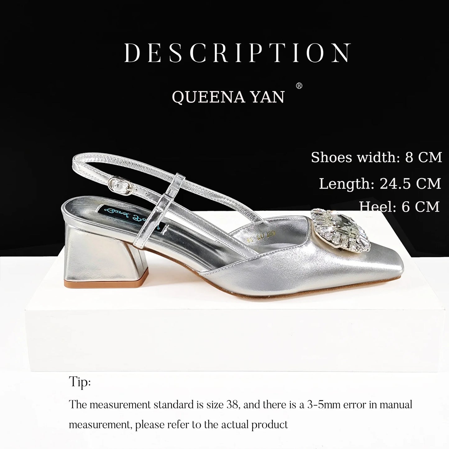 Queena Yan Italian Rhinestone-Studded Pointed-Toe High Heel Shoes or with Matching Bag Set – Stylish & Comfortable Women's shoe