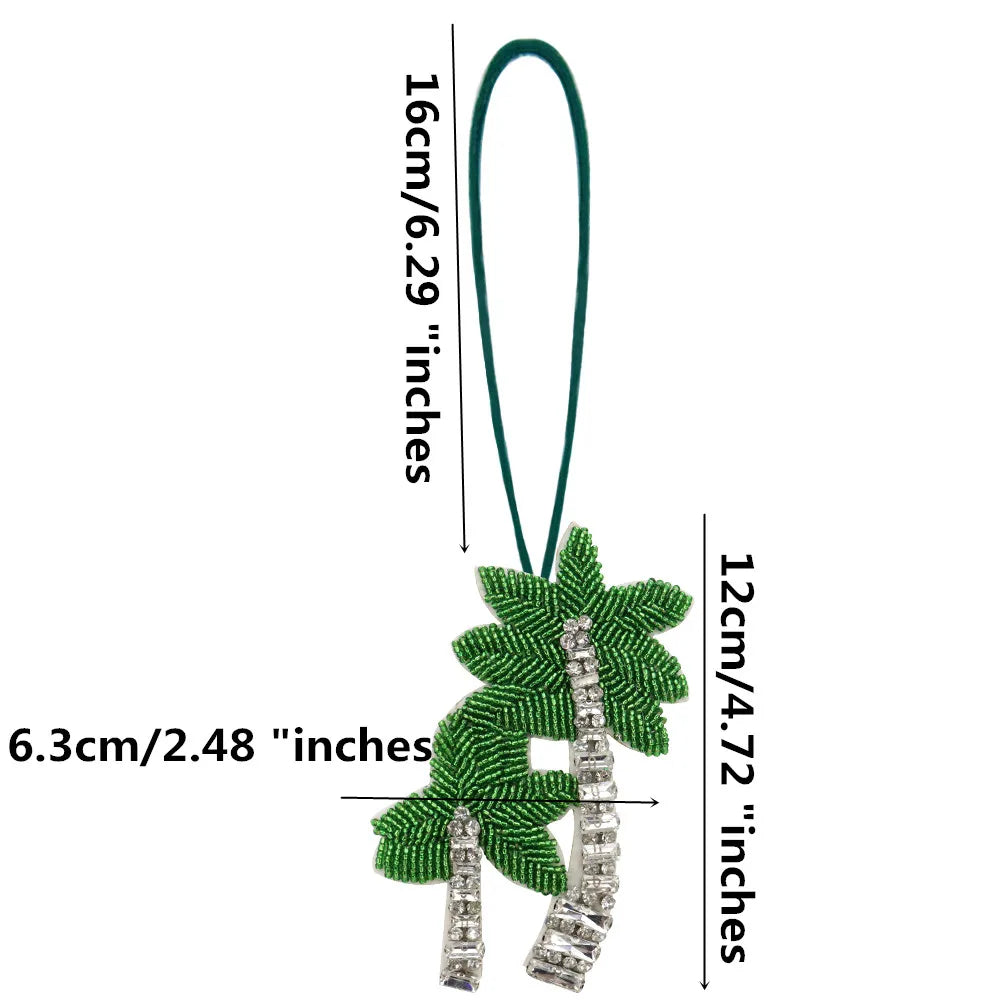 3D Handmade Rhinestone Beaded Coconut tree, butterfly hanging rope Patches Crystal Bag lanyard Patch beading Applique Patch
