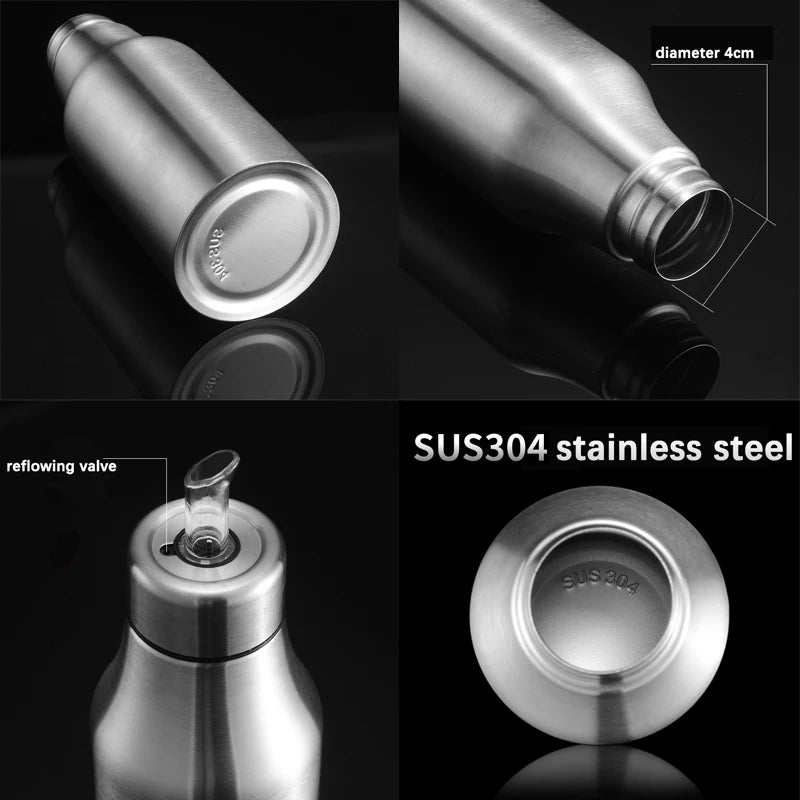 Stainless Steel Oil Bottle Dust-proof Leakproof Oil Pot Practical Seasoning Juice Storage Pot Kitchen Condiment Bottle Supplies