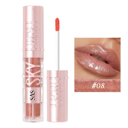 USHAS 12 color glitter mirror hydrating lip gloss pearl color development nourishing moisturizing lip glaze