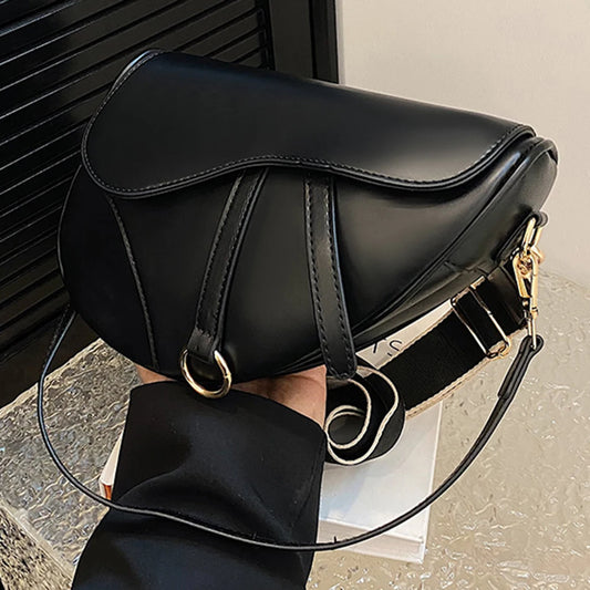 Women Small Handbag Saddle Shoulder Bag Ladies Top Handle Bag PU Leather Small Crossbody Bag Two Straps Solid Color Shoulder Bag