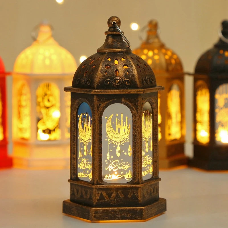 Ramadan Lamp 2025 Eid Mubarak Night Light Easter Muslim Desktop Ornament Hanging Lantern Creative Home Decor Party Supplies
