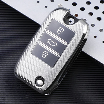 TPU Carbon Fiber Car Flip Key Case Cover Bag Holder Keychain for Roewe RX5 MG3 MG5 MG6 MG7 MG ZS GT GS 350 360 750 W5