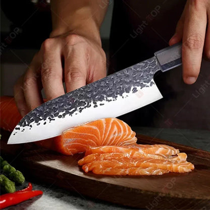 1-5pcs Japanese Chef Knife Hand-forged Kitchen Knife Sharpening Rod High Carbon Steel Boning Knife Santoku Knife and Accessories