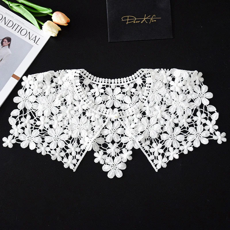 Summer Knitted Hollow Thin Lace Fake Collar Shawl Pullover Short Suspender Skirt False Collar Detachable Collars Sun Protection