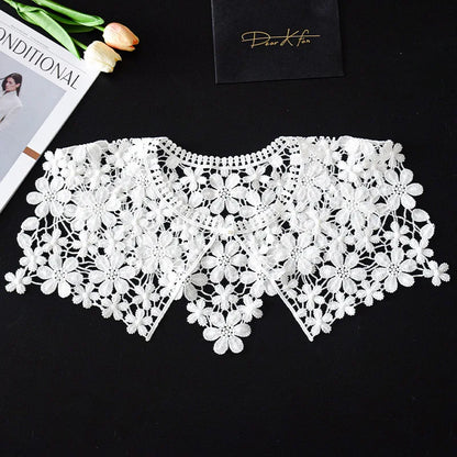 Summer Knitted Hollow Thin Lace Fake Collar Shawl Pullover Short Suspender Skirt False Collar Detachable Collars Sun Protection