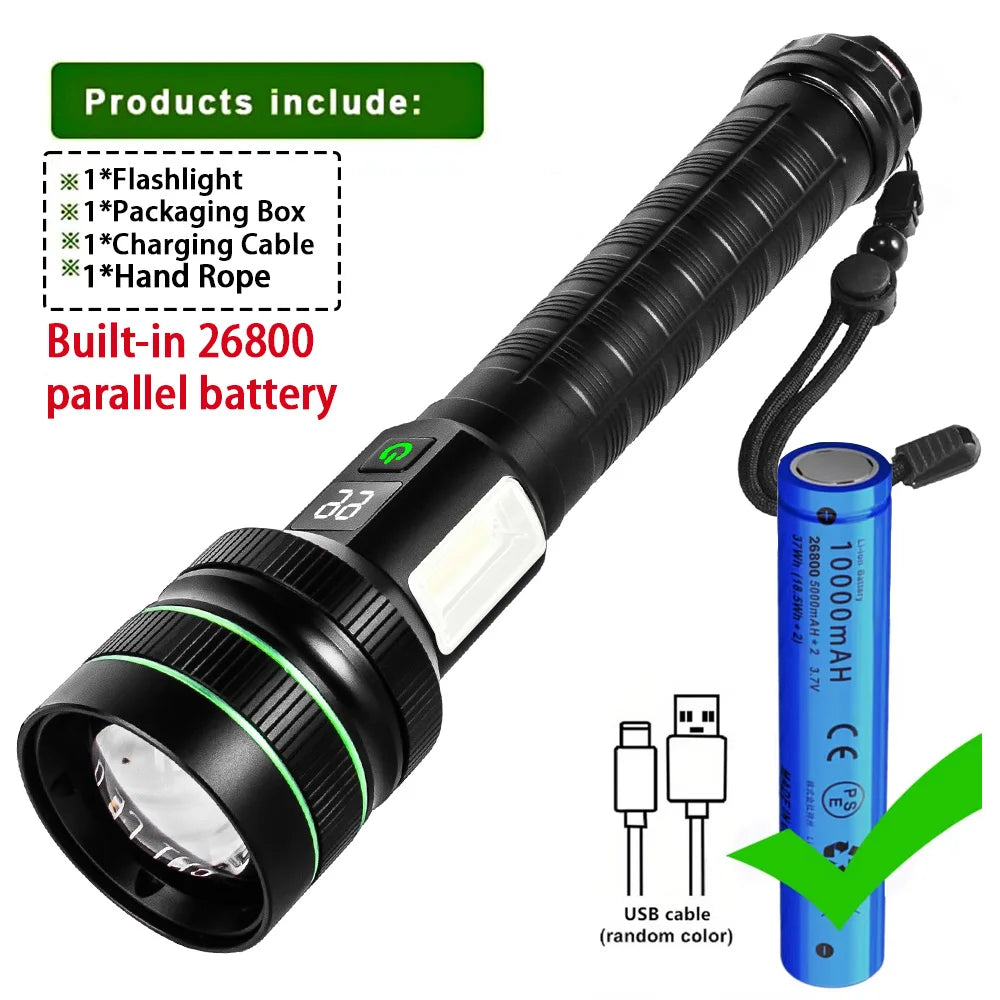 Strong Light Lantern High Power LED Flashlight USB Rechargeable Powerful Tactical Torch Super Long Range Lamp Outdoor Fishing