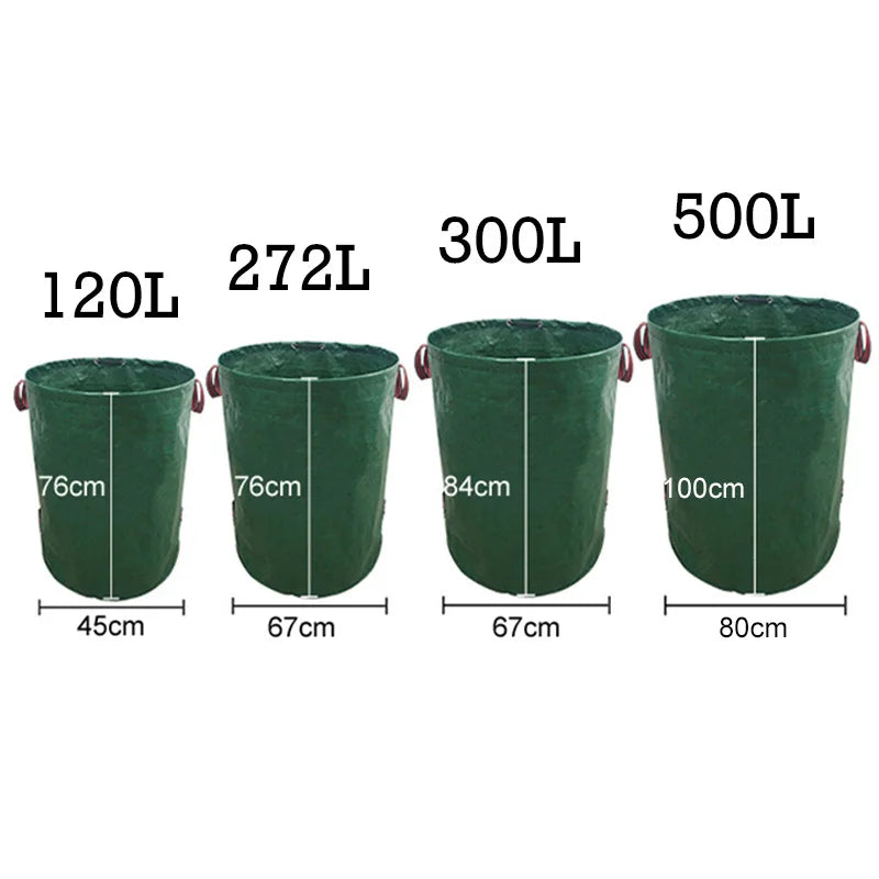 60-500L Garden Yard Waste Bag With Lid Foldable Large Capacity Leaf Collection Trash Can Reusable Multifunctional Storage Bags