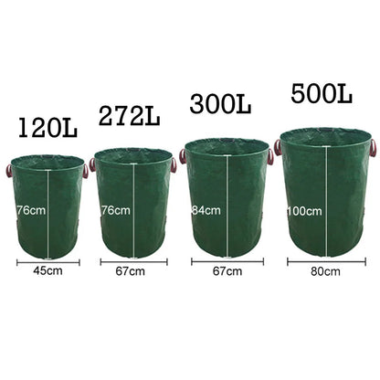 60-500L Garden Yard Waste Bag With Lid Foldable Large Capacity Leaf Collection Trash Can Reusable Multifunctional Storage Bags