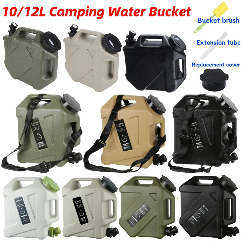 10/12L Portable Camping Water Jug BPA Free Water Tank with 2 Collapsible Water Bag for Camping Car Outdoor Hiking Picnic Fishing