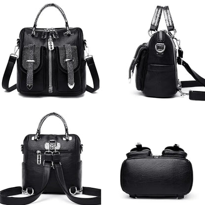 Women Leather Backpacks Vintage Female Shoulder Bag Design Travel Back Pack Lady Bagpack Mochilas School Bags For Teenage Girls