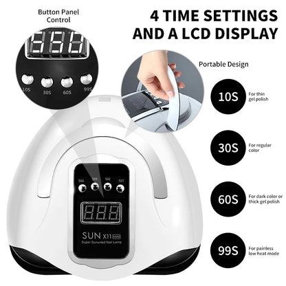 X11 Upgrade UV Lamp, HD Display Screen-4 Timer Setting-Bottom Detachable, Fast Curing for All Nail Gel, Pro & Portable UV Lamp