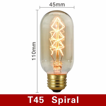 40W Retro Edison Bulb E27 220V Light Bulb A60 ST58 ST64 T10 T45 T185 G80 G95 Filament Vintage Ampoule Incandescent Spiral Lamp