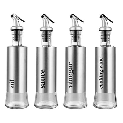 Stainless Steel Oil Bottle No-drip Bottles Soy Cruet Sauce Vinegar Condiment Dispenser Sturdy Seasoning Jars Kitchen Accessories