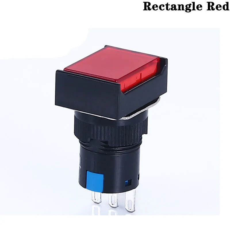 1NO1NC/2NO2NC 6.3V 12V 24V 220V Momentary Illuminuted Maintain Push Button Switches 16MM Latching Push Button Lamp LED